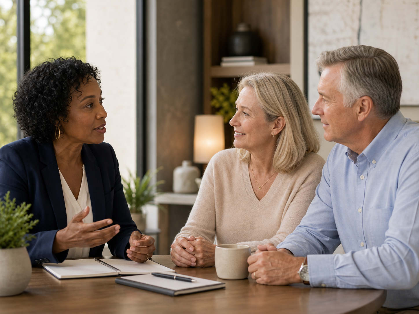 A retirement-income education conversation with a guide and a couple